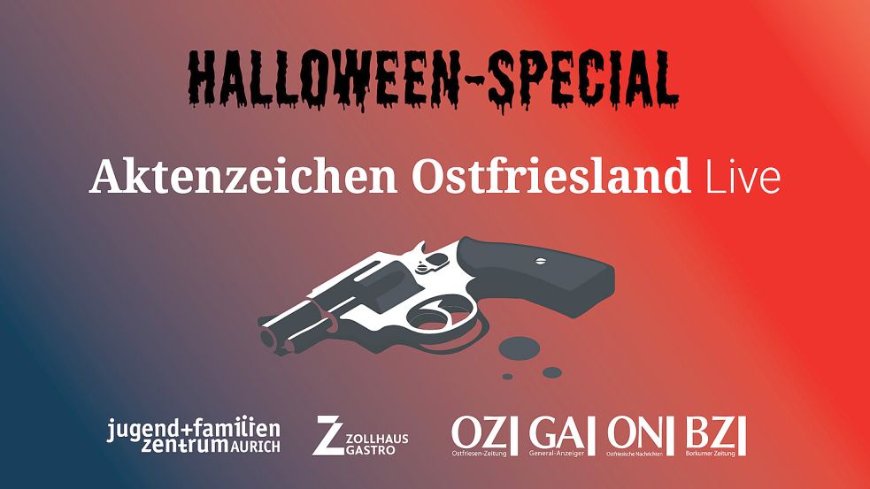 Unser True-Crime-Podcast „Aktenzeichen Ostfriesland“ kehrt auf die Bühne zurück. Grafik: Tomma Menninga