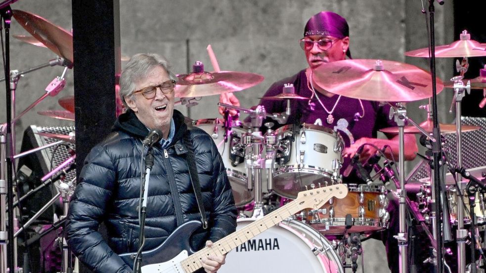 Der Musiker Eric Clapton kommt im Mai 2026 für drei Konzerte in Mannheim, Köln und München nach Deutschland. (Archivbild) Foto: Britta Pedersen