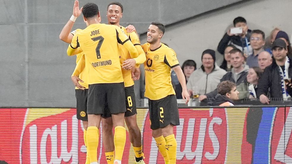Dortmund jubelt in Kopenhagen. Foto: Marcus Brandt