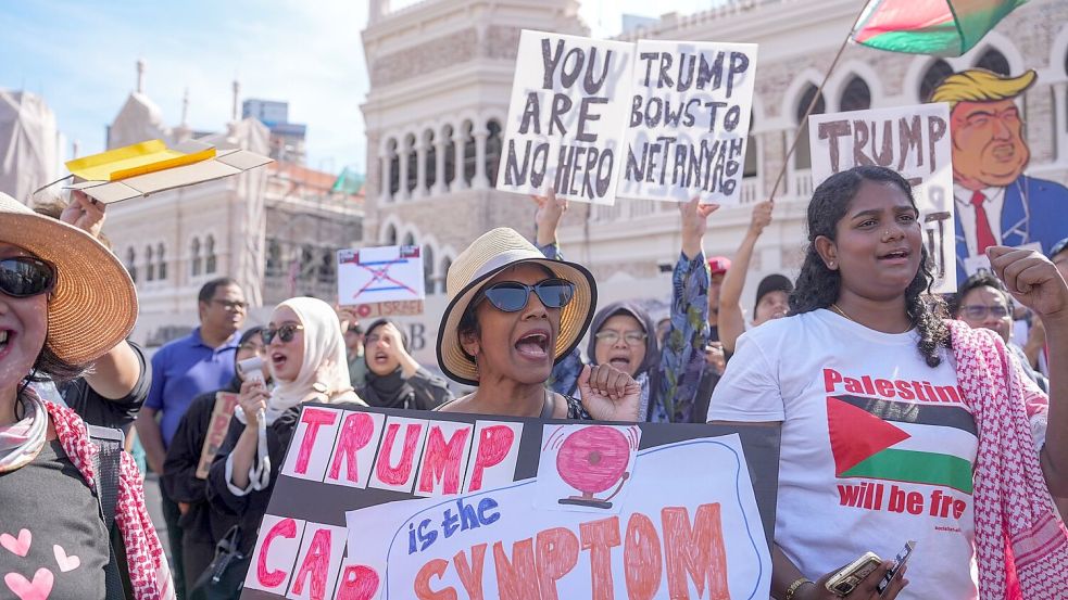 In Kuala Lumpur kam es zu Protesten gegen den Trump-Besuch. Foto: Azneal Ishak/AP/dpa