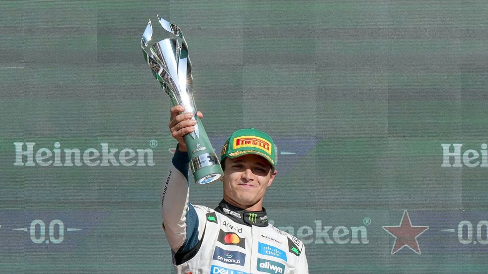 Mit einem Punkt Vorsprung der neue WM-Führende: Lando Norris Foto: Fernando Llano/AP/dpa
