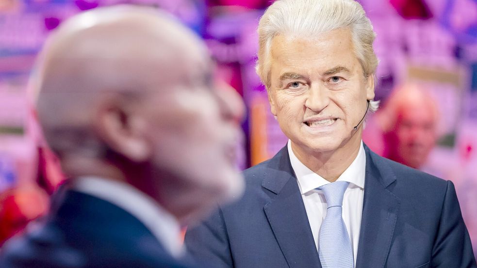 Der EU- und Migrationsgegner Geert Wilders und seine PVV dürften laut Umfragen stärkste Kraft werden. Derweil bahnt sich ein Kopf-an-Kopf-Rennen von drei Parteien um den zweiten Platz an. Foto: IMAGO/ANP