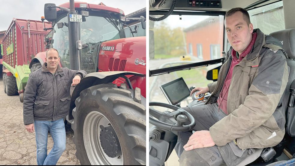 Manchmal wird‘s knapp! Die Bauern Thomas Schröder (links) und Christian May berichten, was sie auf der Landstraße alles erleben. Foto: Ankea Janßen