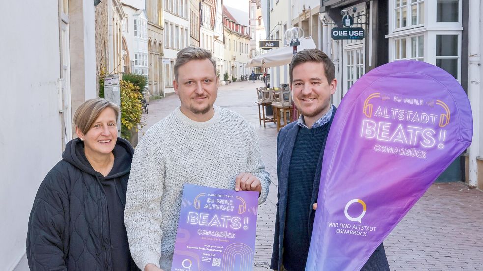 Die Osnabrücker Altstadt wird wieder zur DJ-Meile: v.l.: Kathrin Kiefer, Stephan Gerecht und Arne Albers. Foto: Jörn Martens
