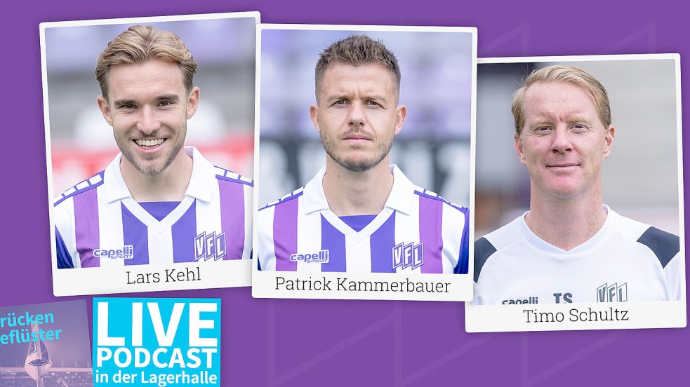 Ein Trainer, zwei Profis, drei VfLer: Zum zweiten „Brückengeflüster live“ in der Lagerhalle sind Lars Kehl, Patrick Kammerbauer und Timo Schultz zu Gast. Foto: NOZ/Saalschmidt