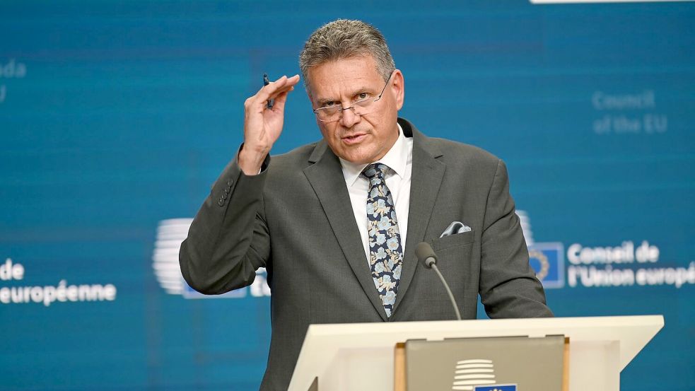 Sieht in Sachen Nexperia-Chips ermutigende Fortschritte: EU-Handelskommissar Maros Sefcovic. (Archivbild) Foto: Ansgaar Haase/dpa