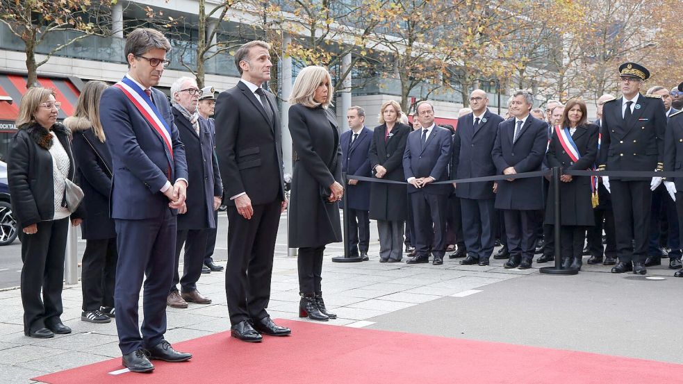 Präsident Macron wird an Gedenkveranstaltungen an allen Anschlagsorten teilnehmen. Foto: Ludovic Marin/Pool AFP/AP/dpa