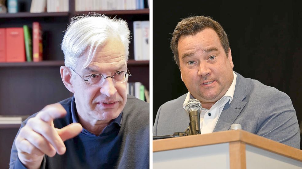 Mathias Middelberg (l.) und Lutz Brinkmann (r.) setzten Kanzler Merz und Vizekanzler Klingbeil mit ihrem Brandbrief unter Druck – die Bundesregierung reagierte. Nun steht die Lufthansa in der Verantwortung, die FMO–München-Verbindung zu sichern. Foto: Jörn Martens/Rolf Kamper/Montage: Fays