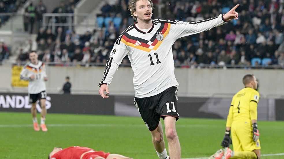 Nick Woltemades Doppelpack rettet die DFB-Elf vor einer Blamage in Luxemburg. Foto: Federico Gambarini