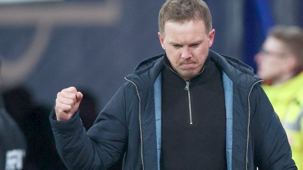 Julian Nagelsmann jubelt über einen Treffer. Foto: Jan Woitas