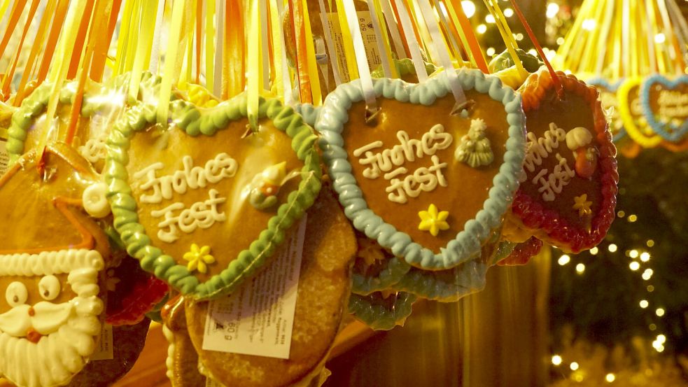 Veranstaltungen der Vorfreude: Lebkuchen auf einem Weihnachtsmarkt in Hamburg Foto: picture alliance / ABBfoto