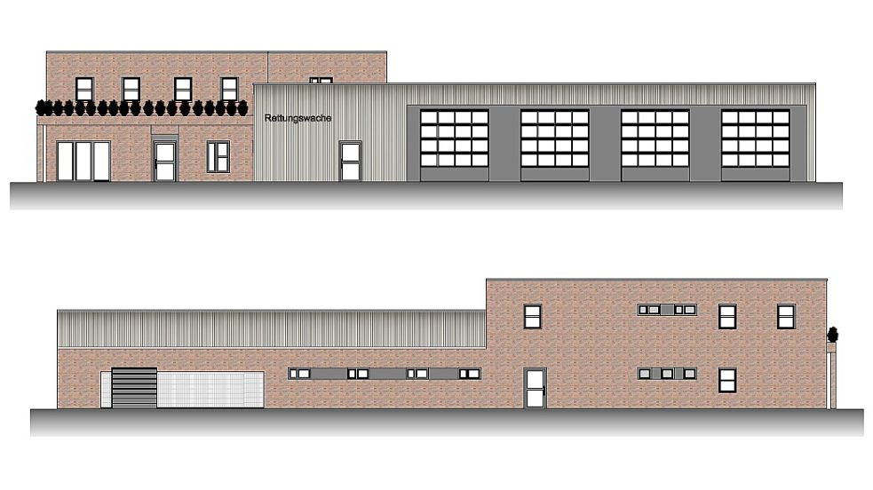 So soll sie aussehen, die neue Rettungswache in Wiesmoor. Grafik: Landkreis Aurich