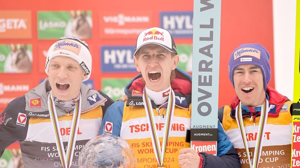 Österreichs Trio ist zum Weltcup-Auftakt vorne. (Archivbild) Foto: Darko Bandic/AP/dpa