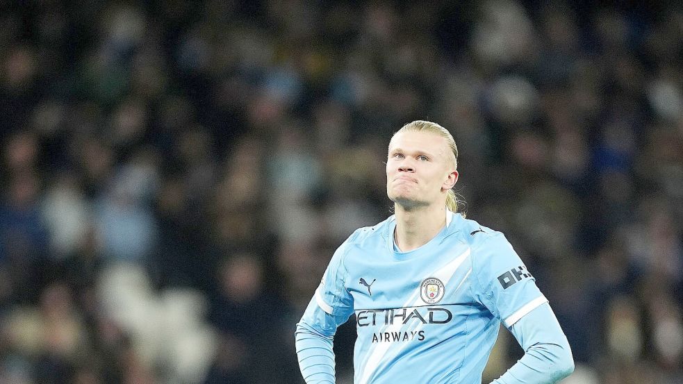 Hatte das Nachsehen: Manchesters Superstürmer Erling Haaland. Foto: Martin Rickett