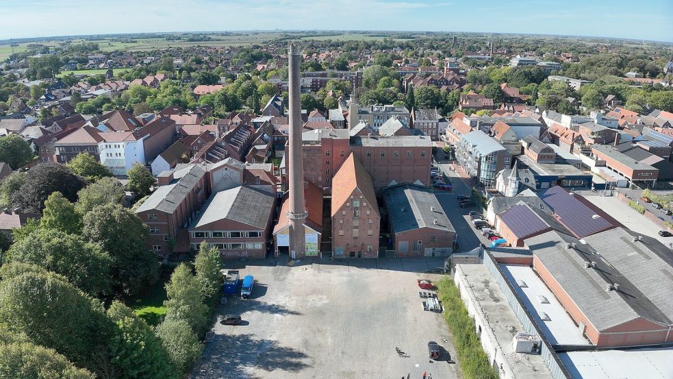 Ein Blick aus der Vogelperspektive auf das ehemalige Doornkaat-Gelände. Foto: Stadt Norden