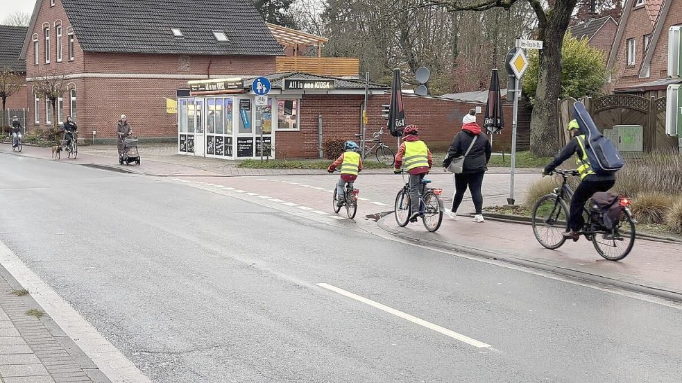 Vom Kind auf dem Rad über Radfahrer mit Hund bis hin zu Fußgängern mit Kinderwagen oder Fußgängergruppen ist auf der Nebenanlage alles unterwegs Foto: Karin Böhmer