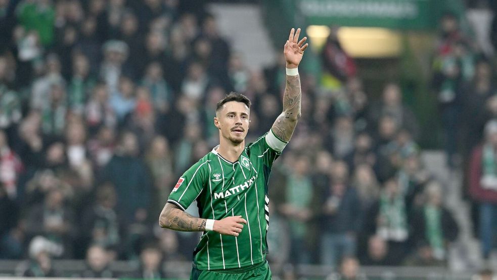 Marco Friedl brachte Werder per Kopf in Führung. Foto: Carmen Jaspersen