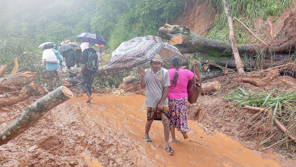 Viele Regionen kämpfen mit Erdrutschen. Foto: Lakshmen Neelawathura/AP/dpa