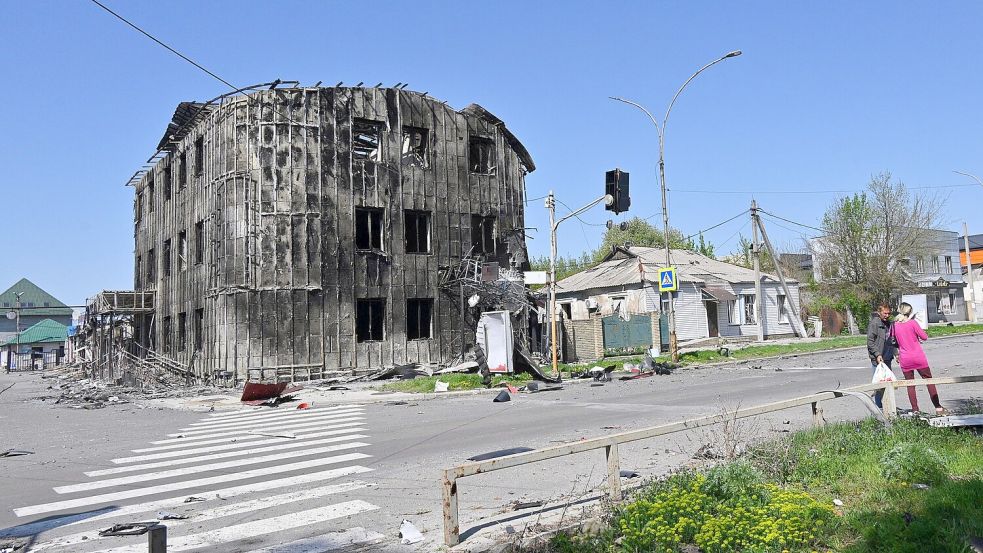 Bergarbeiterstadt Pokrowsk im Donezker Gebiet ist seit einem Jahr umkämpft und mittlerweile stark zerstört. (Archivbild) Foto: Michael Shtekel/AP/dpa
