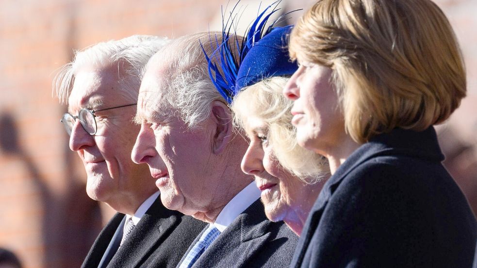 Bundespräsident Frank-Walter Steinmeier und First Lady Elke Büdenbender wurden mit militärischen Ehren auf Schloss Windsor empfangen. Foto: Bernd von Jutrczenka/dpa