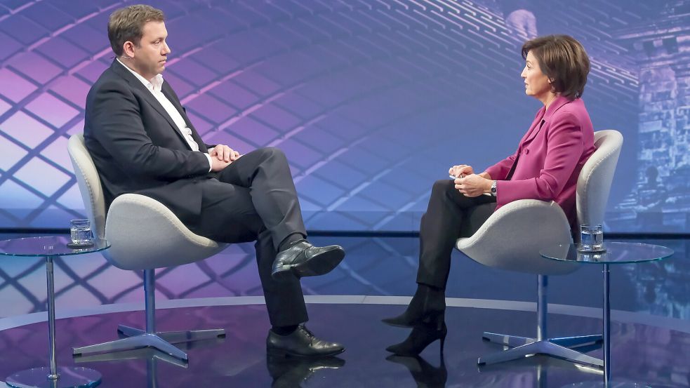 Nach ihrer Rede vor dem Juso-Kongress wird Bärbel Bas Klassenkampf und Arbeitgeberfeindlichkeit vorgeworfen. Co-SPD-Chef Lars Klingbeil nahm sie bei „Maischberger“ in Schutz. Foto: dpa/WDR/Oliver Ziebe