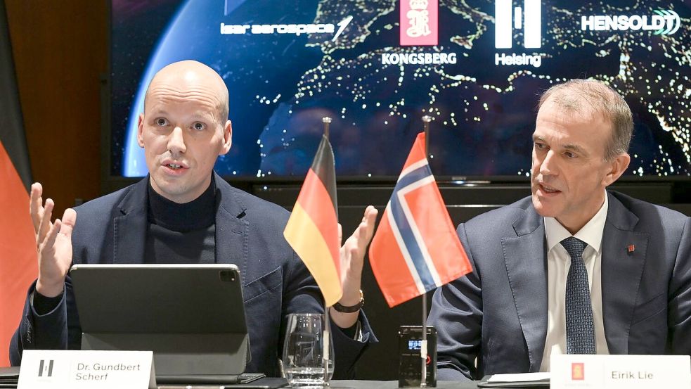 Haben ehrgeizige Pläne im All: Die Chefs von Helsing und Kongsberg. Foto: Jens Kalaene