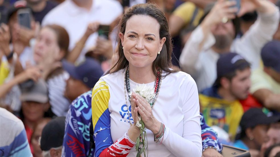 Nach Monaten im Untergrund hat Machado ihre Heimat Venezuela verlassen. (Archivbild) Foto: Jesus Vargas/dpa