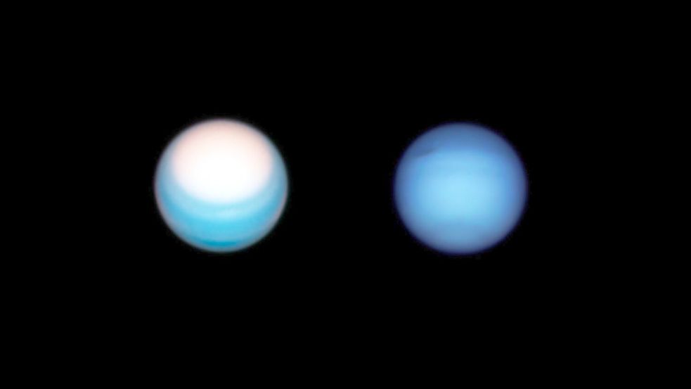 Neue Untersuchungen legen nahe, dass Uranus und Neptun eher felsig statt eisig sein könnten Foto: A. Simon; M. H. Wong; OPAL team/