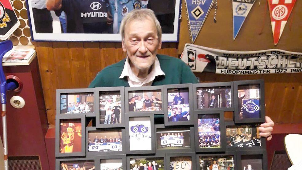 Zum Abschied vom Salon gab es für Jürgen Hesse vom Fanclub „HSV forever Wiesmoor“ im Dezember 2020 diese Bildergalerie. Foto: Privat