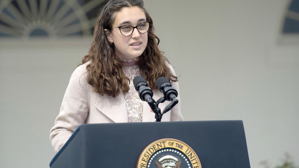 Mia Tretta sprach 2022 während eines Events zur Waffengewalt in Washington. Foto: Imago/UPI Photo