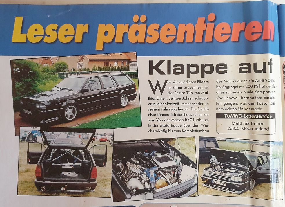 Der Renn-Passat aus Moomerland schaffte es seinerzeit auch in einschlägige Fachzeitschriften. Foto: privat