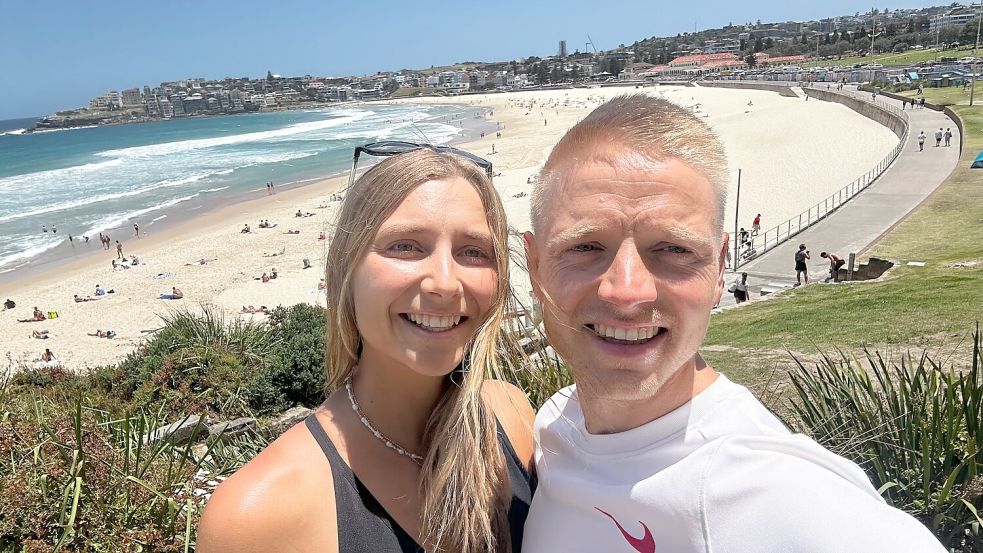 Tascha und Hendrik Hoffmann aus Hannover erlebten die Terrorattacke am Bondi Beach in Sydney aus nächster Nähe. Foto: privat
