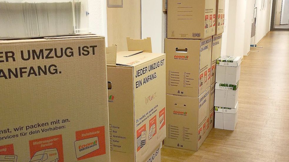 Auf den Fluren der AWO in Sutthausen stapelten sich die Umzugskartons, bevor es für die ganze Einrichtung nach Bramsche ging. Foto: AWO Sutthausen