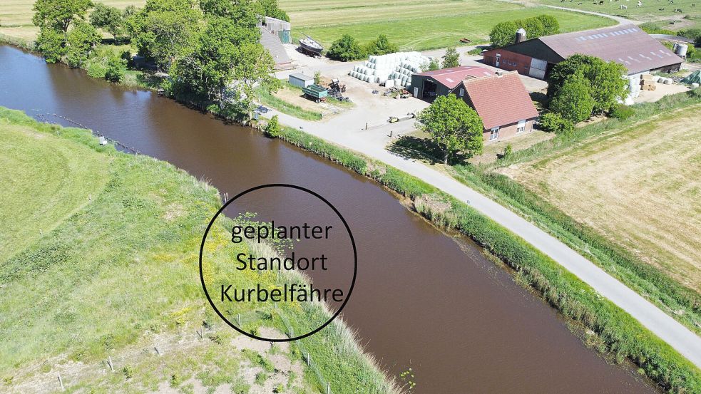 Hier entsteht der Anleger auf Ihlower Seite. Gegenüber liegt der Ippenwarfer Weg in Moormerland. Grafik: Gemeinde Ihlow