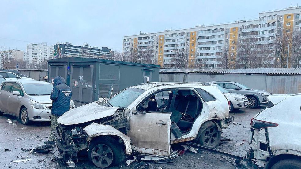 Ermittler bei der Arbeit am Tatort in Moskau. Foto: Uncredited/Investigative Committ