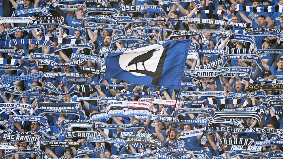 Gefühlt halb Bielefeld hat die Arminia zum Pokalfinale in Berlin begleitet. (Archivbild) Foto: Bernd Weißbrod