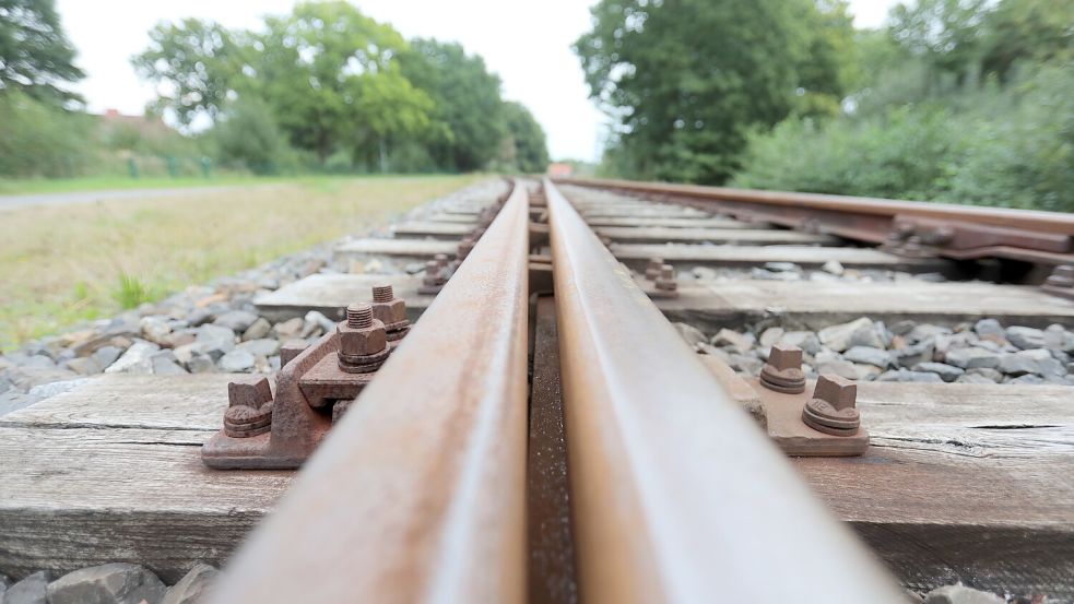Rollen auf diesen Schienen bald wieder Personenzüge? Wenn es nach Anwohnern und Politikern aus Südbrookmerland geht, dann nicht. aus ihrer Sicht überwiegen die Nachteile, insbesondere für die Gemeinde Südbrookmerland. Foto: Romuald Banik
