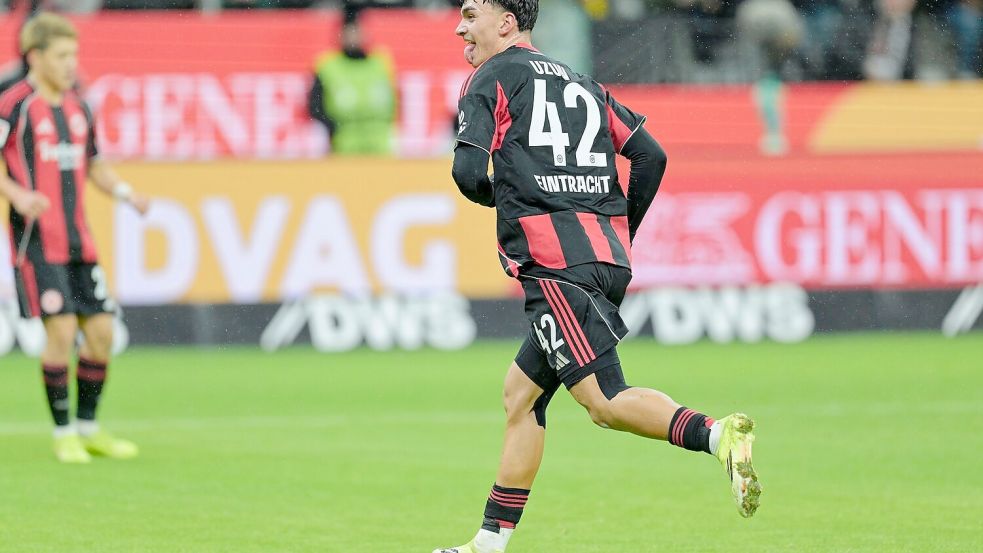 Uzun jubelt für Frankfurt. Foto: Uwe Anspach