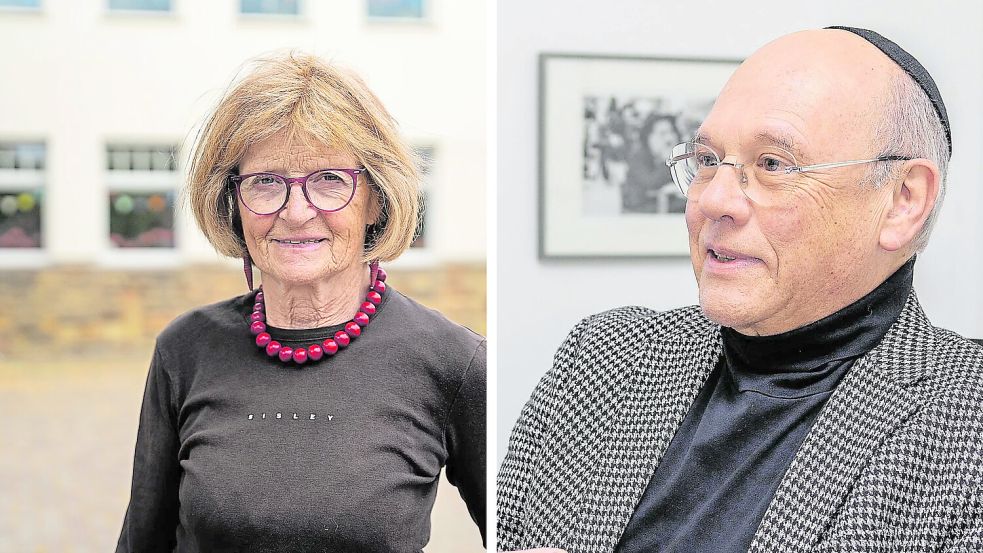Die ehemalige Lehrerin einer Grundschule in Gehrde, Elisabeth Middelschulte, erklärte die wachsende Nähe zur AfD in freikirchlichen Milieus unter Russlanddeutschen. Michael Grünberg von der Jüdischen Gemeinde Osnabrück warnte 80 Jahre nach der Befreiung des Vernichtungslagers Auschwitz vorm Aufstieg der AfD. Foto: Ernesto Moses Wiebrock/André Havergo
