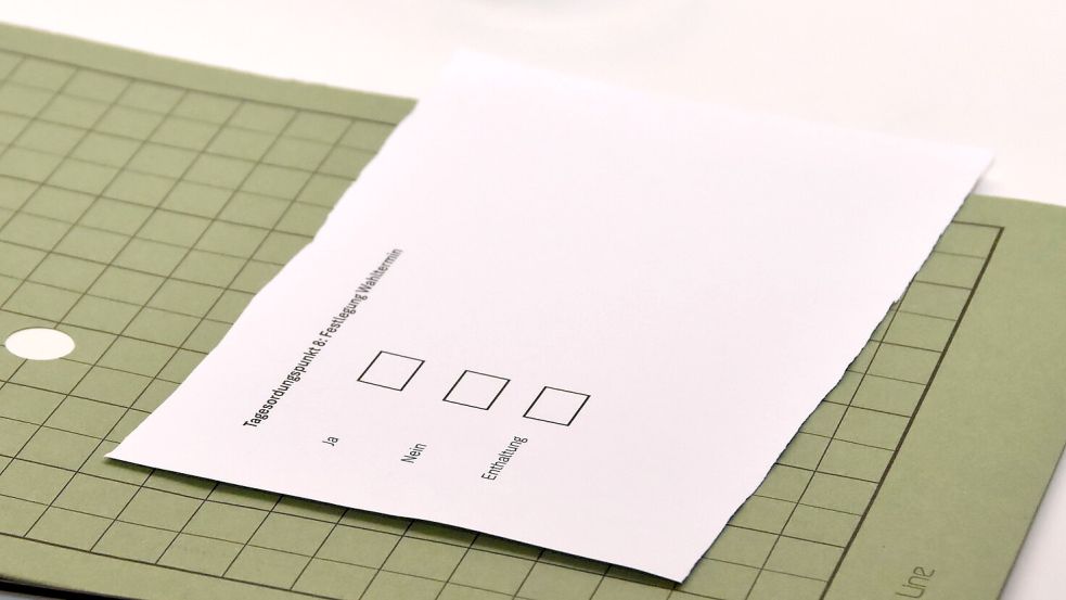 Ja, nein, Enthaltung: Mit diesen Zetteln stimmte der Rat über den Wahltermin ab. Foto: Thomas Dirks