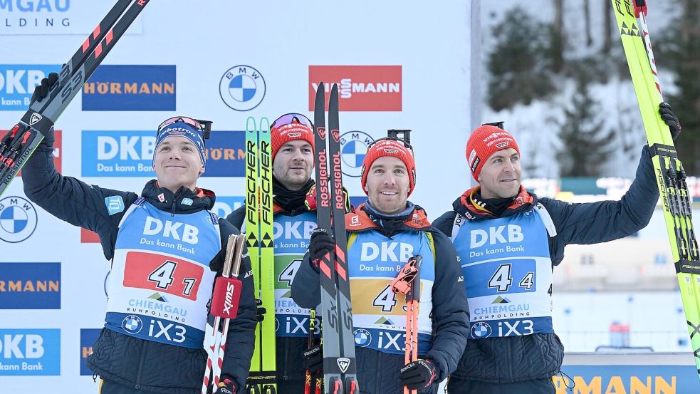 Erstes Staffelpodest der Saison für die deutschen Biathleten. Foto: Sven Hoppe
