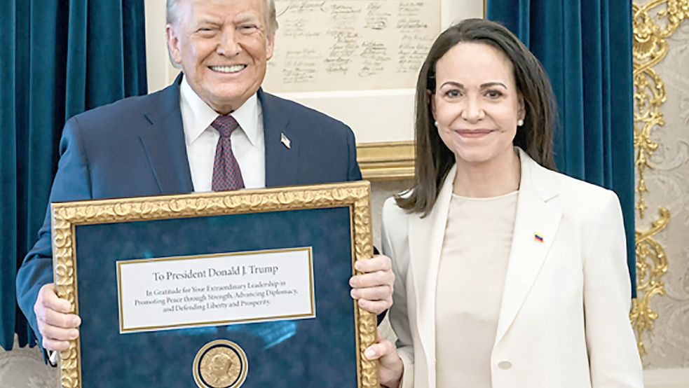 Maria Corina Machado a offert à Donald Trump sa médaille du Nobel de la paix à Washington Foto: www.imago-images.de