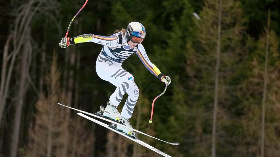 Vierter Sieg der Karriere, zweiter der Saison: Emma Aicher ist obenauf. Foto: Giovanni Auletta/AP/dpa
