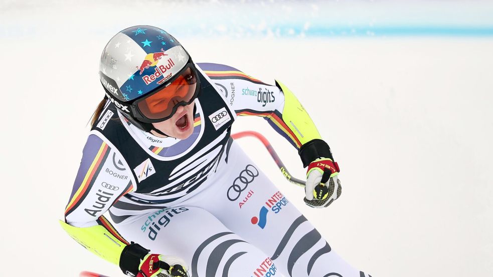 Emma Aicher präsentiert sich drei Wochen vor Olympia in starker Form. Foto: Marco Trovati/AP/dpa