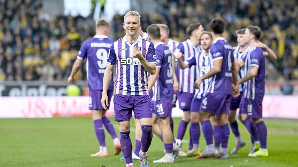 Stach als Doppeltorschütze heraus beim 3:0-Sieg des VfL Osnabrück in Aachen: Bryan Henning. Foto: Michael Titgemeyer