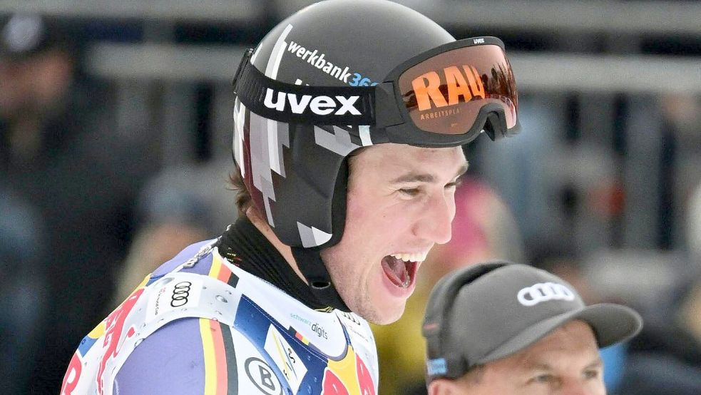Jubel der Freude und Erleichterung: Luis Vogt nach Platz acht in Kitzbühel. Foto: Barbara Gindl