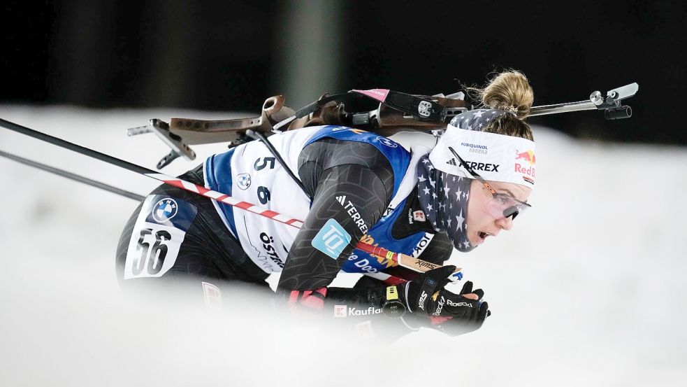 Biathletin Selina Grotian sieht sich gut für Olympia vorbereitet. (Archivbild) Foto: Björn Larsson Rosvall/TT News A