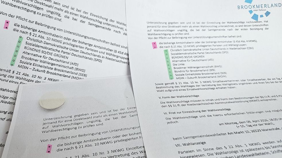 Die Bekanntmachung zur Einreichung von Vorschlägen für die Brookmerlander Bürgermeisterwahl wurde in drei verschiedenen Versionen veröffentlicht. Foto: Sarah Dirks