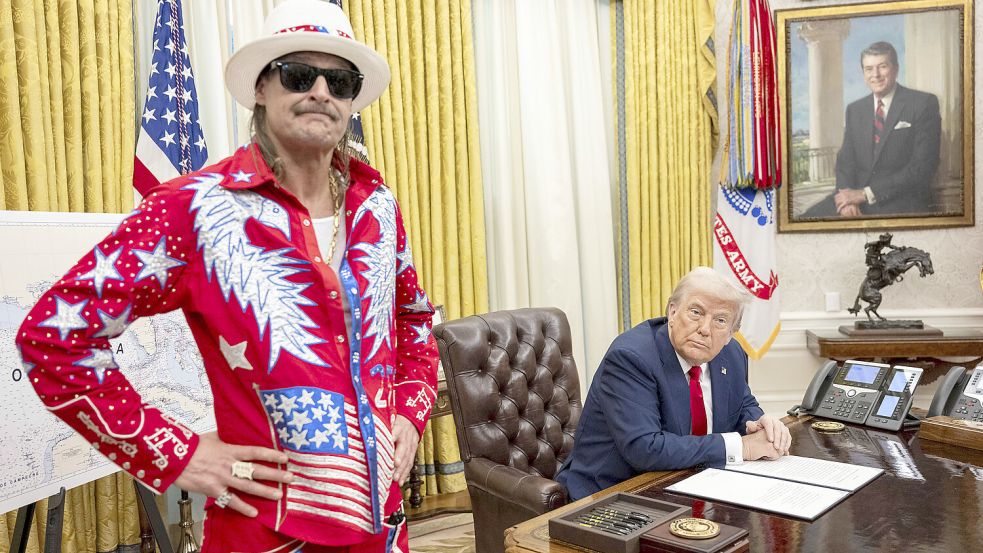 Der Musiker Kid Rock gilt als glühender Anhänger von US-Präsident Donald Trump. Foto: IMAGO/ZUMA Press Wire/Molly Riley/White House