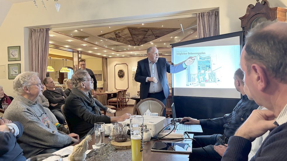 Markus Czeromin, Geschäftsführer der Molkerei Rücker, gab im Ortsrat einen ersten Überblick über die Erweiterungspläne an der Egelser Straße. Foto: Mieke Matthes